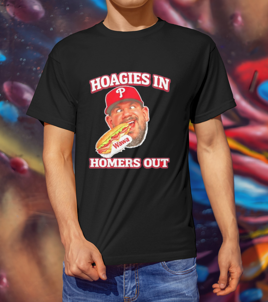 Hoagies In Homers Out Wawa Philadelphia Baseball Player Eating Sandwich T-Shirt