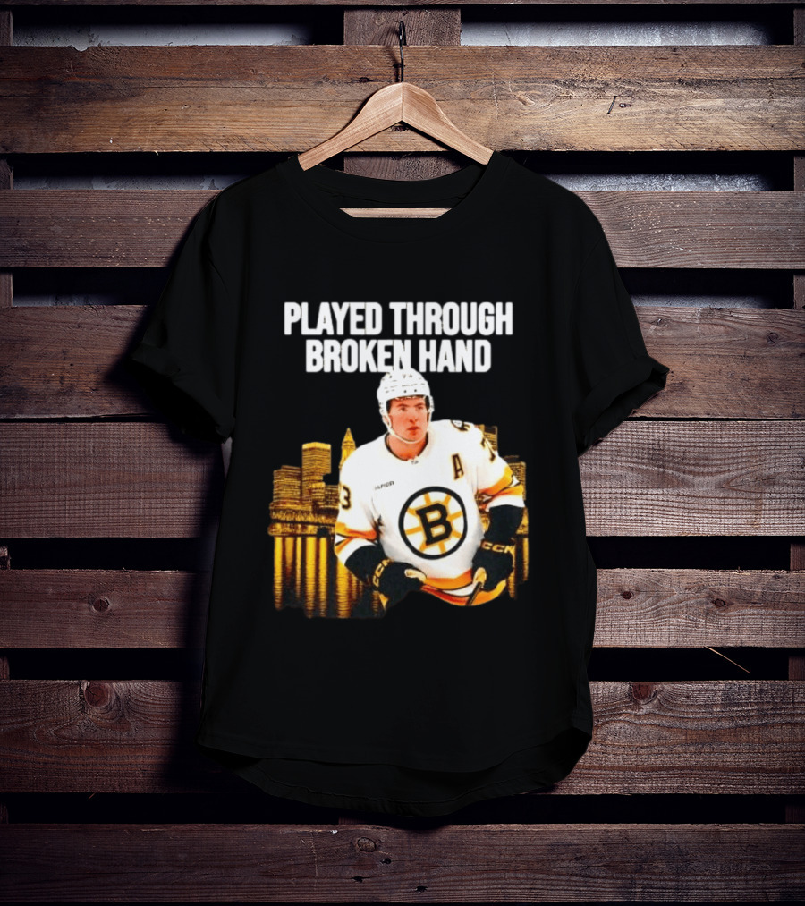 Charlie McAvoy Played Through Broken Hand Boston Hockey T-Shirt