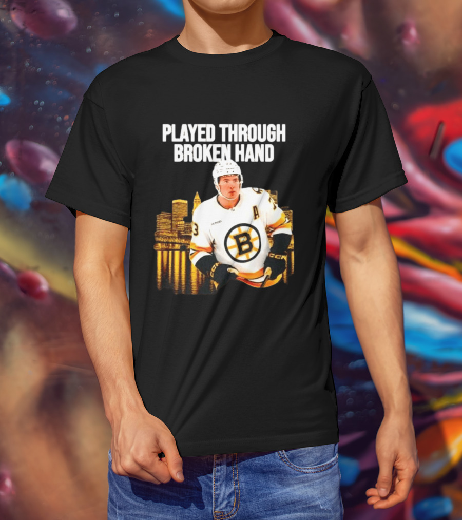 Charlie McAvoy Played Through Broken Hand Boston Hockey T-Shirt