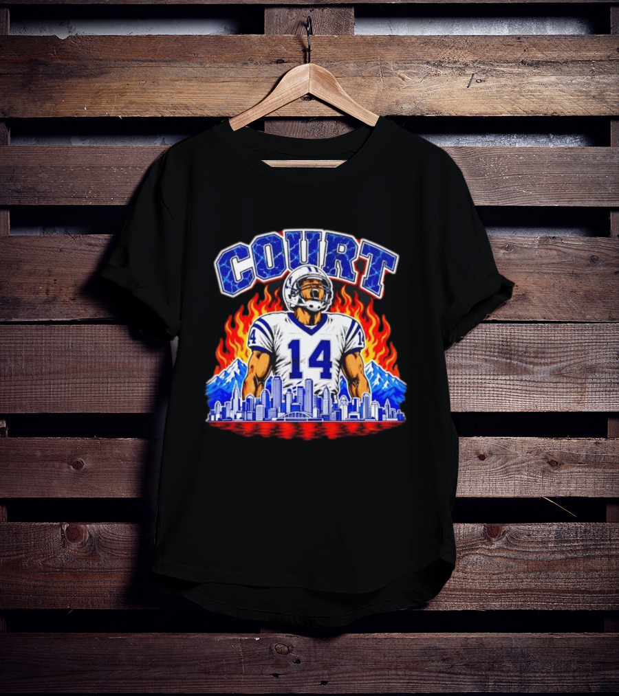Courtland Sutton Court 14 Skyline Flames Broncos T-Shirt