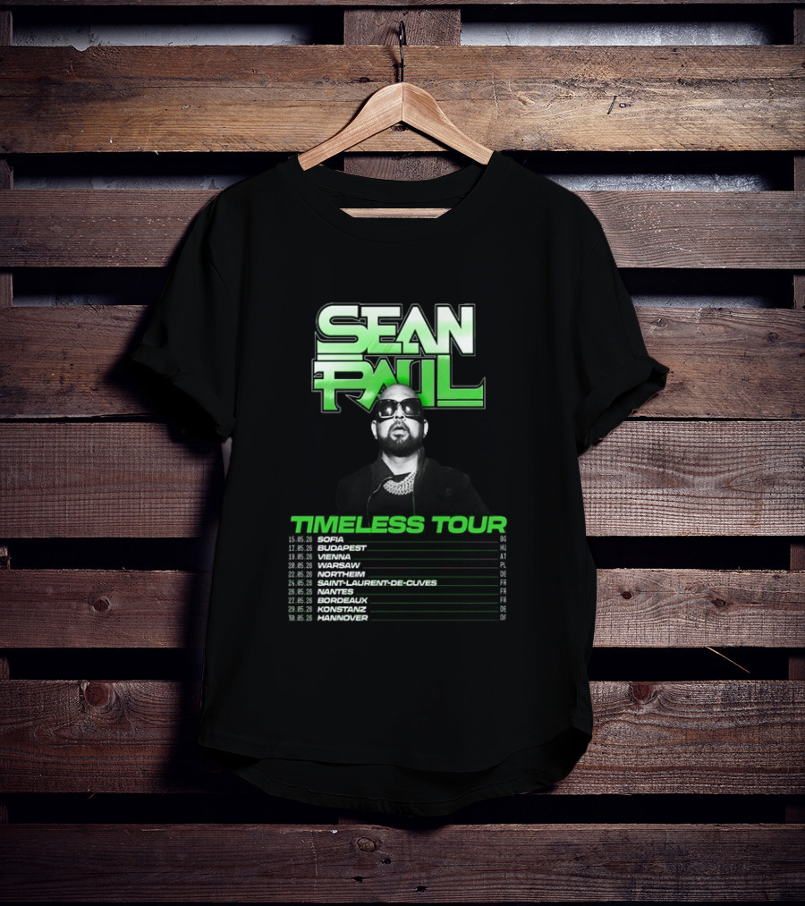 Sean Paul Timeless Tour Sofia Budapest Vienna Warsaw 2026 T-Shirt