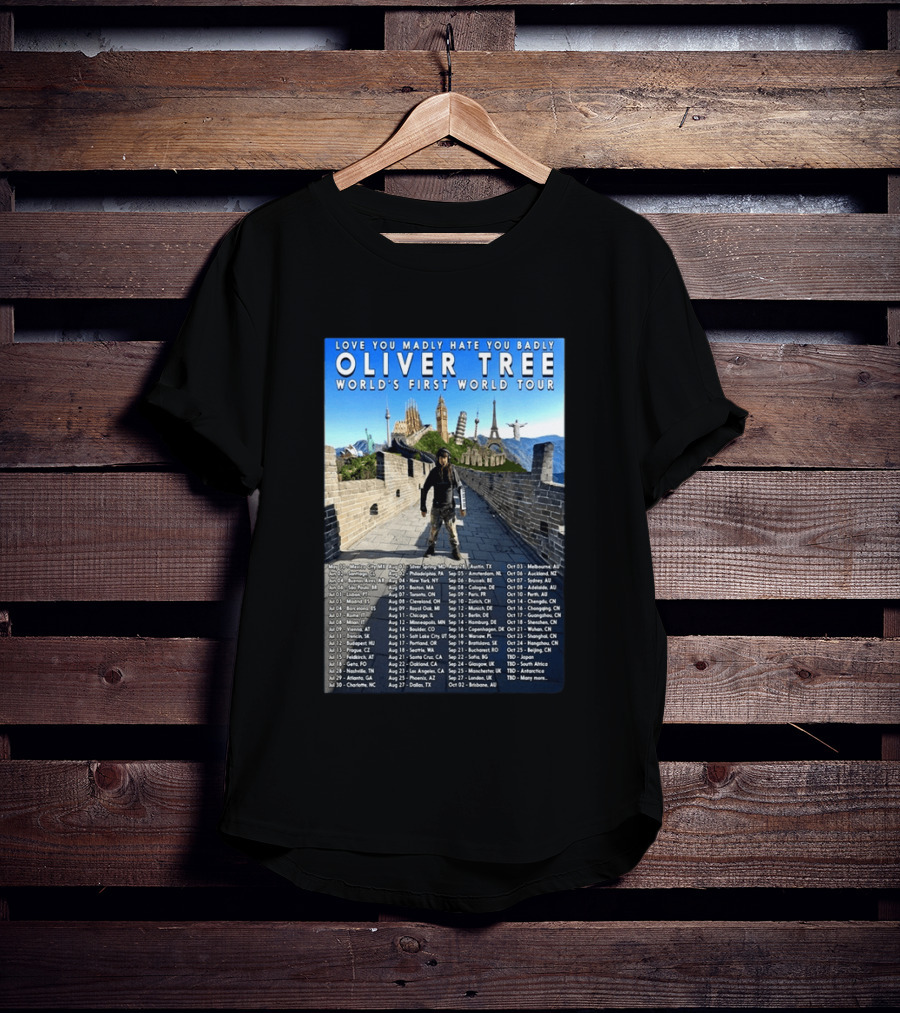 Oliver Tree World's First World Tour Love You Madly Hate You Badly Fall 2026 Tour Dates T-Shirt