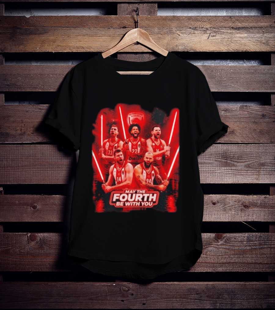 Olympiacos B.C Basketball May The Fourth Be With You Star Wars Players Lightsabers T-Shirt