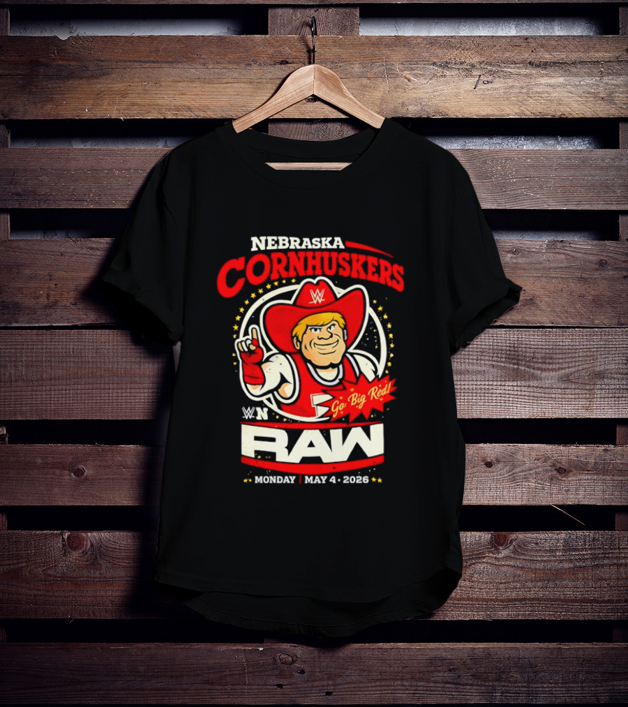 Nebraska Cornhuskers Herbie Husker WWE RAW Go Big Red May 4 2018 T-Shirt