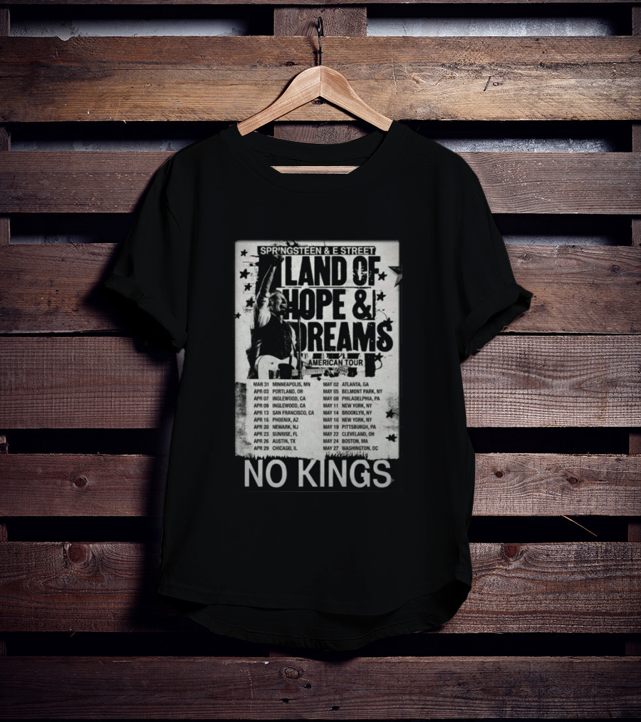 Springsteen E Street Band Land Of Hope & Dreams American Tour No Kings T-Shirt
