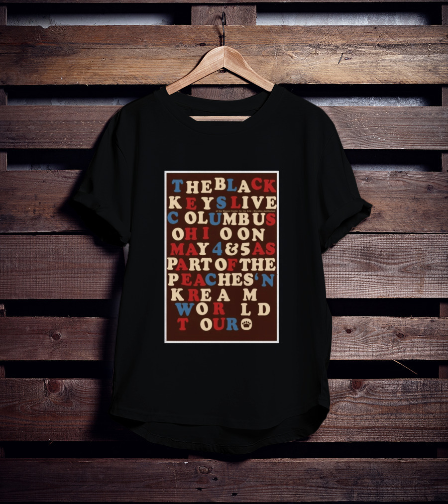 The Black Keys Live Columbus Ohio May 4 & 5 Peaches 'N Kream World Tour Mershon Auditorium T-Shirt