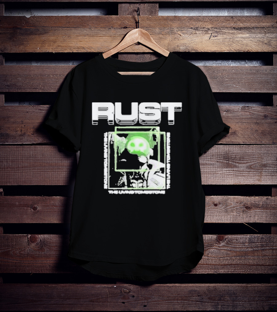 The Living Tombstone Rust Green Skull Gaming T-Shirt