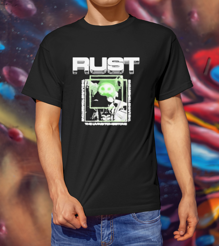 The Living Tombstone Rust Green Skull Gaming T-Shirt