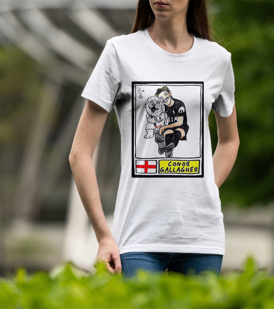 Conor Gallagher Hugging Dog With England Cross And Spurs T-Shirt