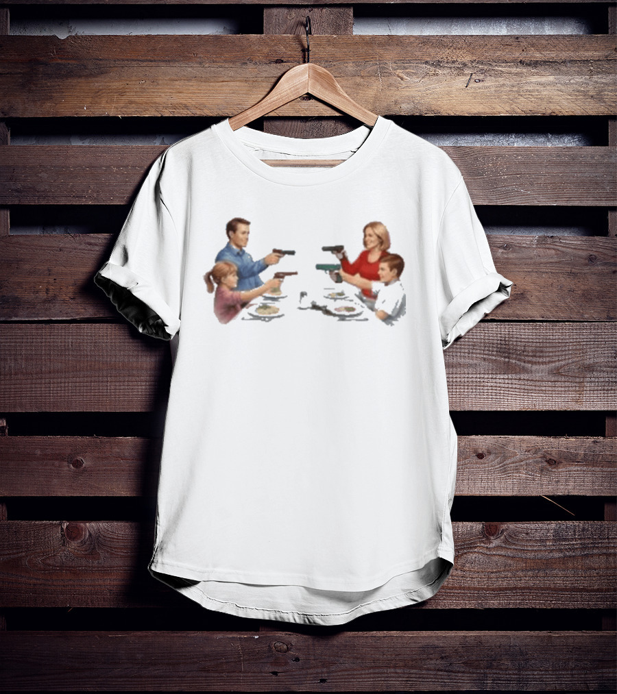 Bloody Sunday Last Supper Family At Dinner Table With Guns T-Shirt