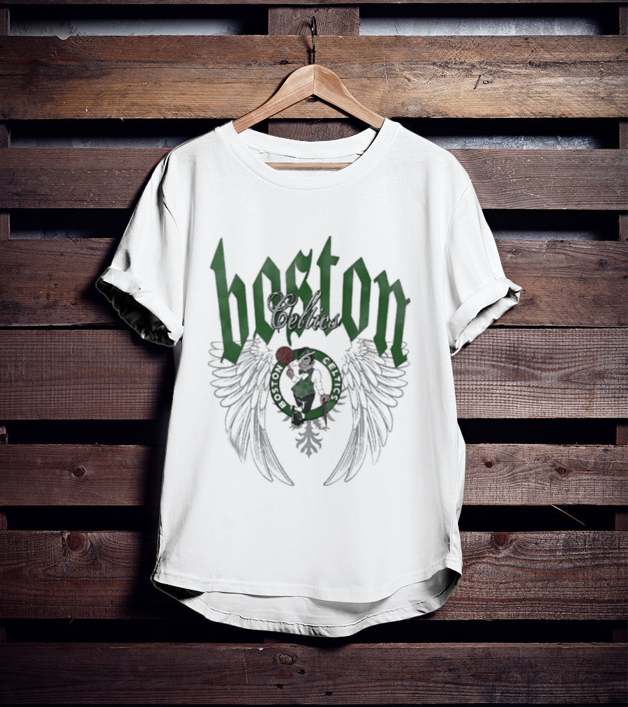 Boston Celtics Basketball Old English Winged Shamrock T-Shirt