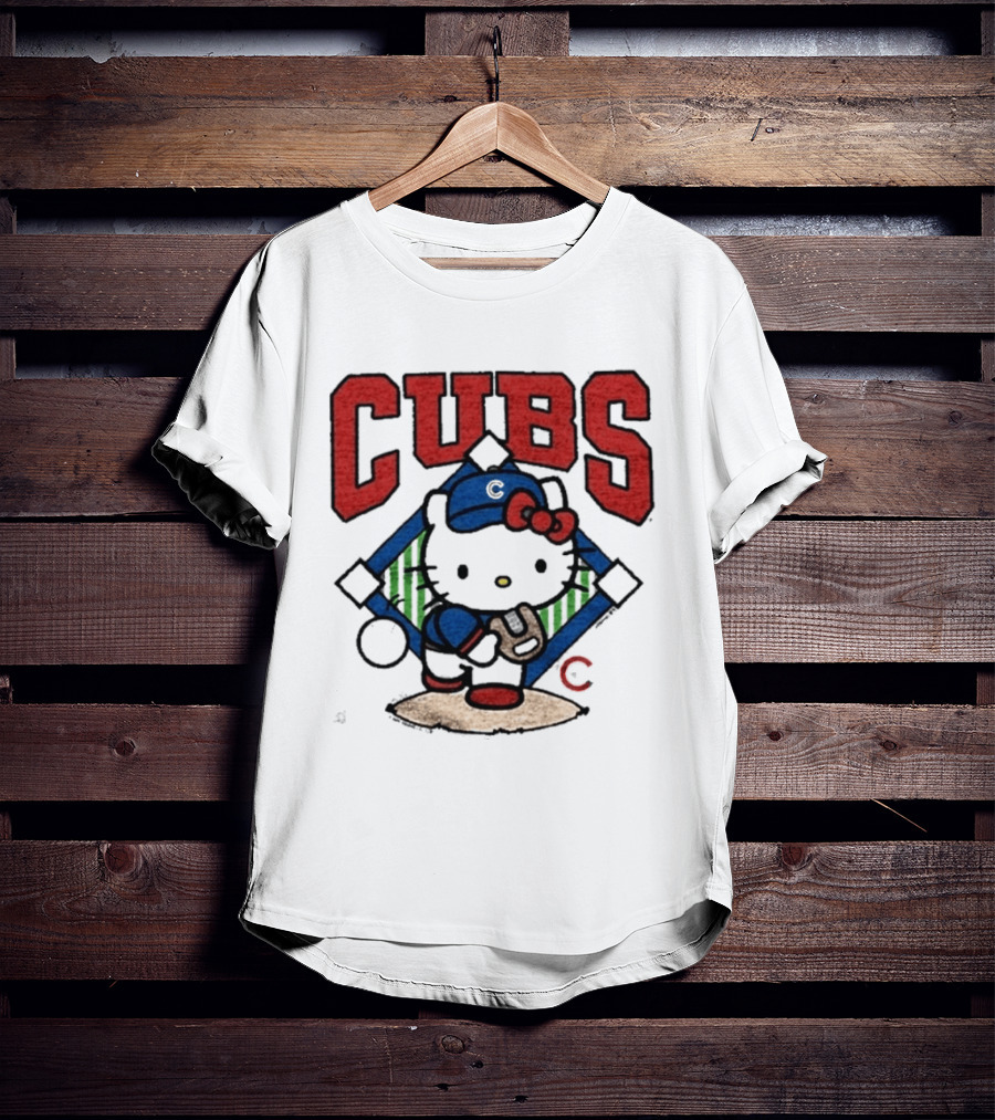 Hello Kitty Cubs Baseball Collaboration With Chicago Cubs Pitcher T-Shirt