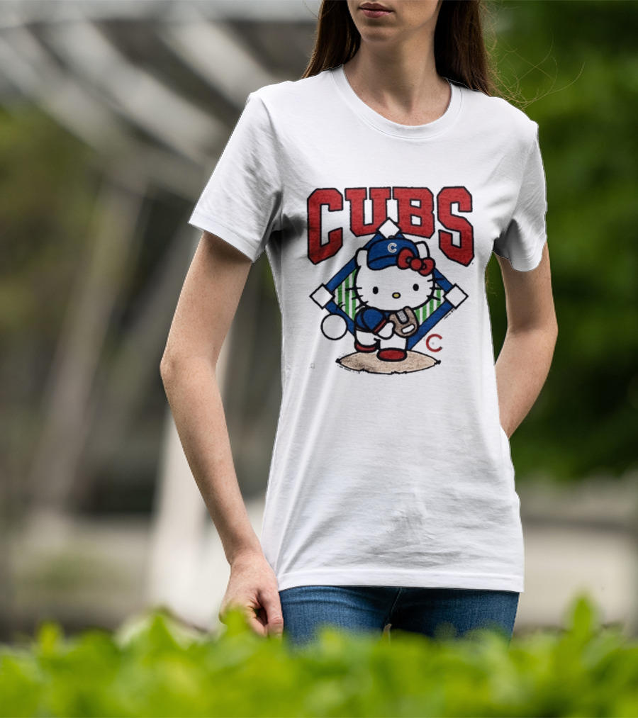 Hello Kitty Cubs Baseball Collaboration With Chicago Cubs Pitcher T-Shirt
