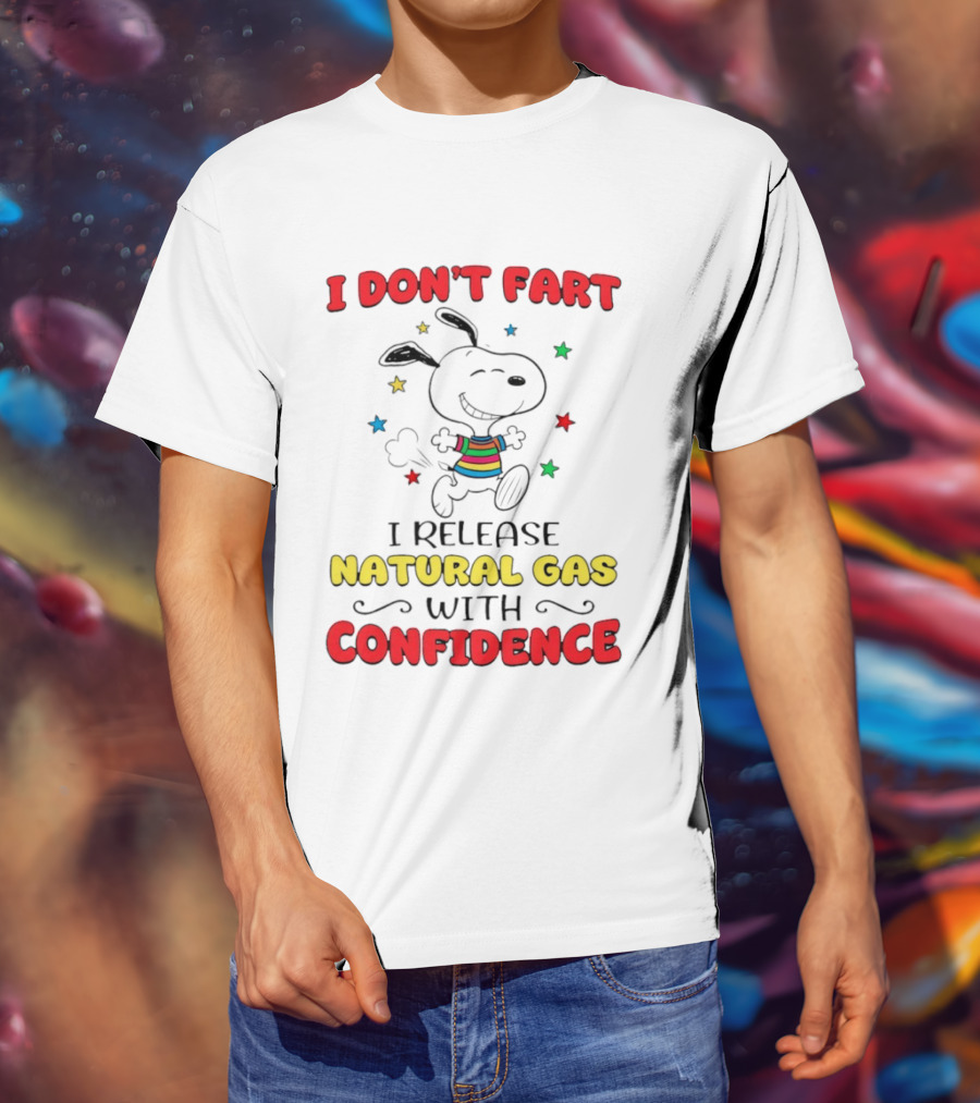 Playful Dog Cartoon I Don't Fart I Release Natural Gas With Confidence T-Shirt