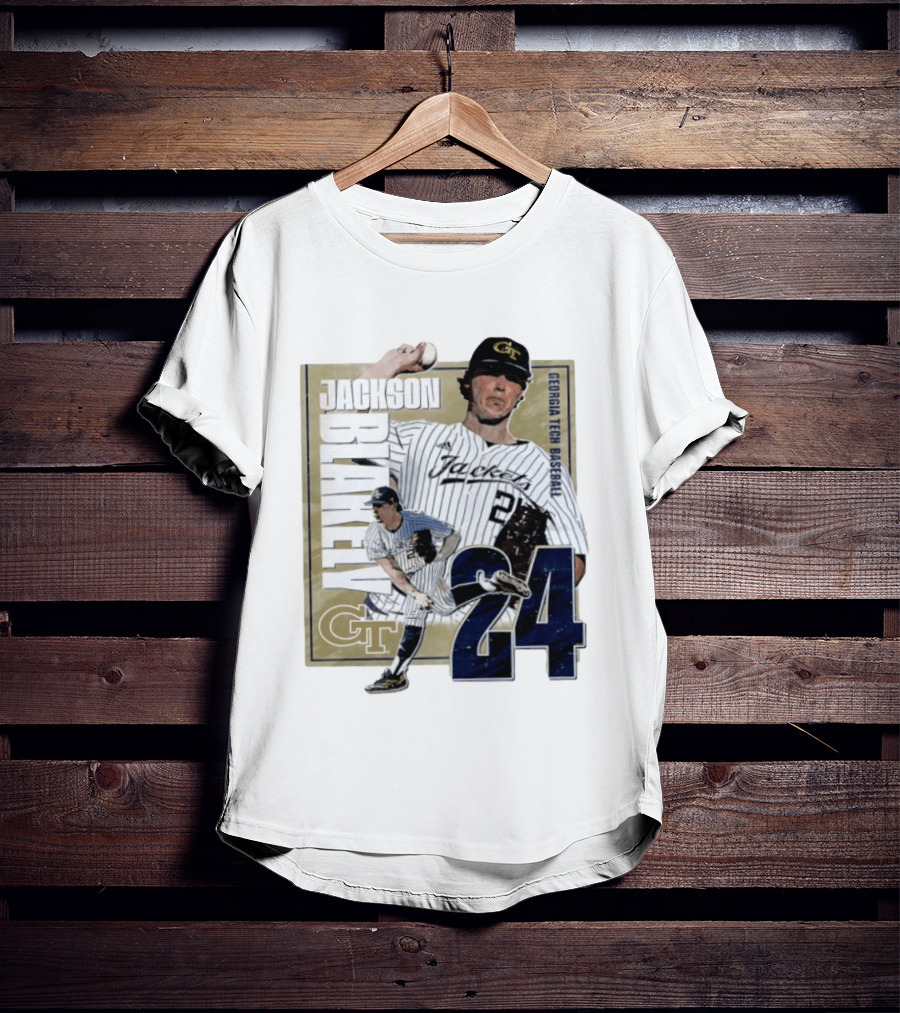 Jackson Blakely Georgia Tech Baseball GT 24 Player Student Athlete T-Shirt