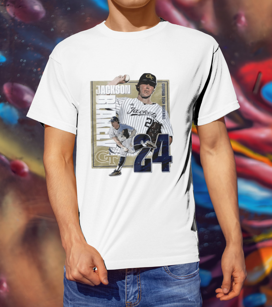 Jackson Blakely Georgia Tech Baseball GT 24 Player Student Athlete T-Shirt