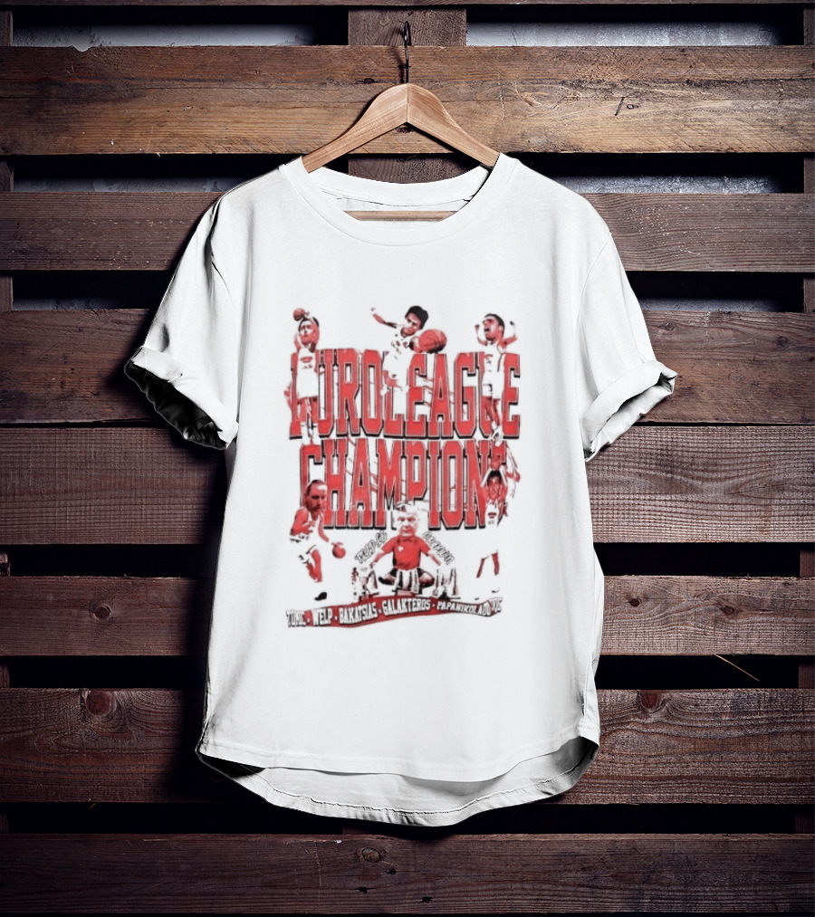 Olympiacos B.C Euroleague Champion Triple Crown Players T-Shirt