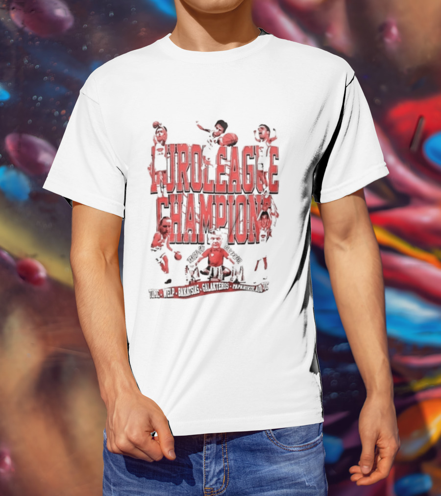 Olympiacos B.C Euroleague Champion Triple Crown Players T-Shirt