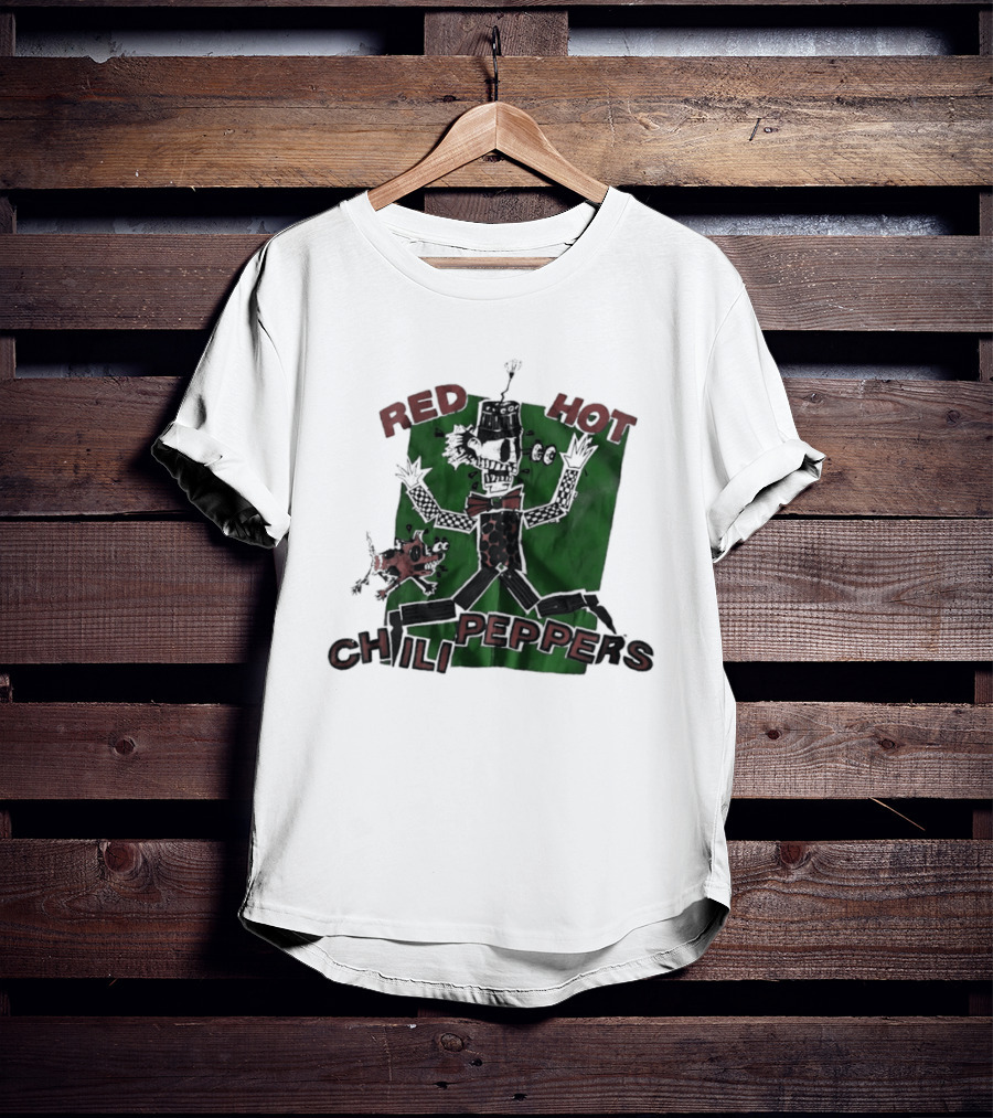 Red Hot Chili Peppers Puppet Skeleton Art With Bowtie And Top Hat T-Shirt