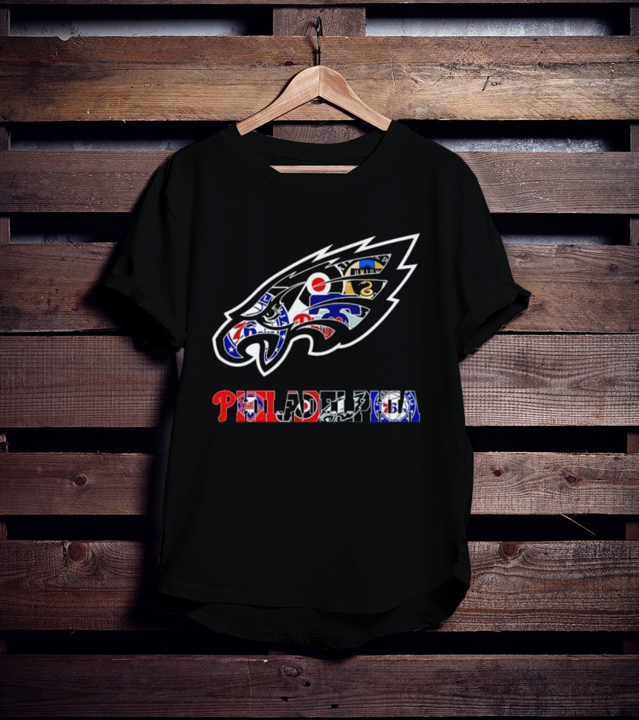 Philadelphia Sports Teams Logos Mashup Eagles Phillies Flyers Sixers Union T-Shirt