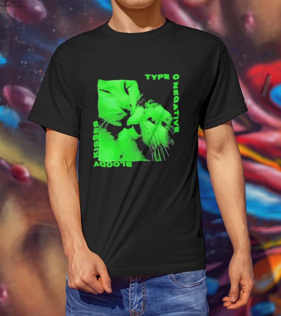 Type O Negative Cat Kissing Kisses Bloody T-Shirt