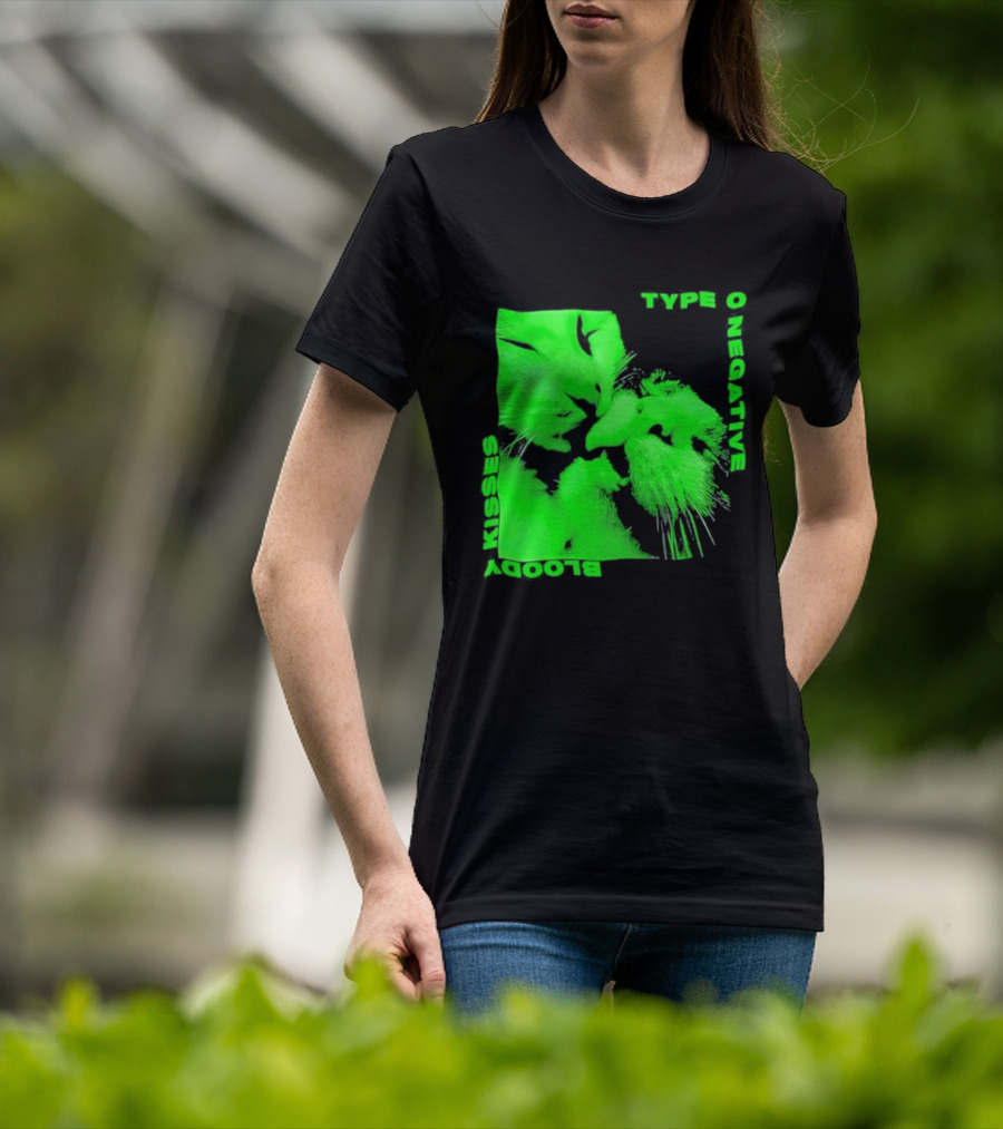 Type O Negative Cat Kissing Kisses Bloody T-Shirt