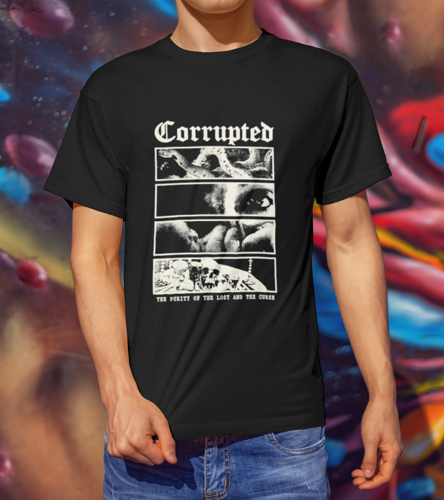 Corrupted The Purity Of The Lost And The Curse Eerie Monochrome Eye Panels T-Shirt