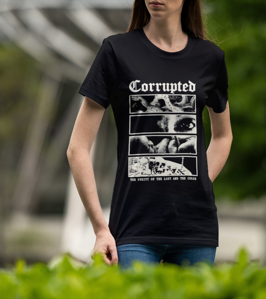 Corrupted The Purity Of The Lost And The Curse Eerie Monochrome Eye Panels T-Shirt