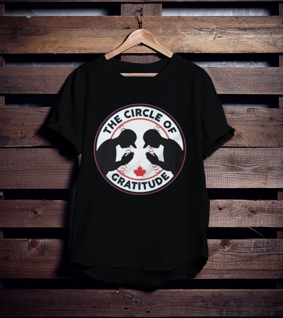 The Circle Of Gratitude Baseball Silhouette Emblem With Maple Leaf T-Shirt