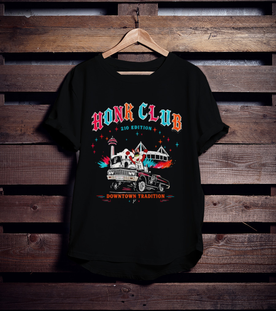 San Antonio Honk Club Spurs Coyote 210 Edition Downtown Tradition NBA Tower Of The Americas T-Shirt