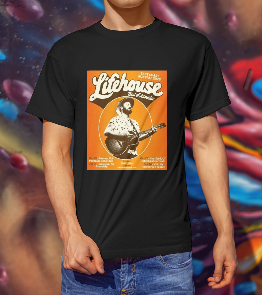 Lifehouse Best Of Acoustic East Coast Run Fall Tour 2026 Boston Hartford Kingston NYC T-Shirt