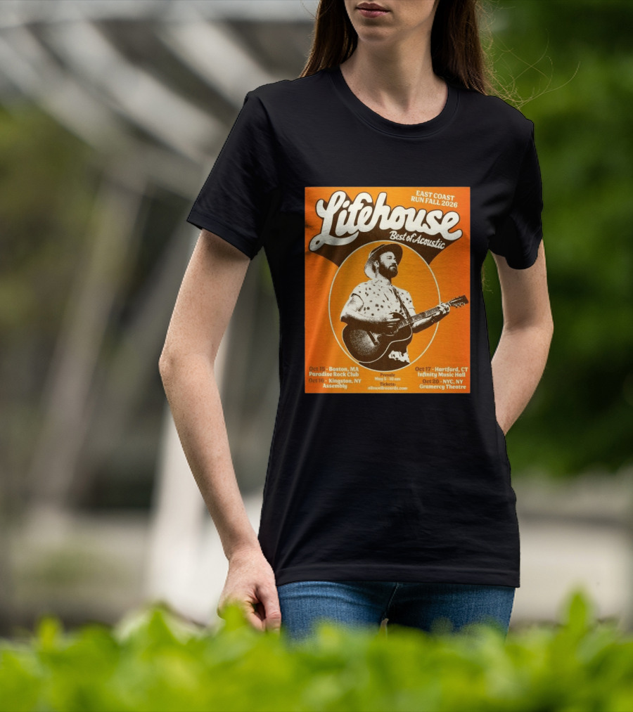 Lifehouse Best Of Acoustic East Coast Run Fall Tour 2026 Boston Hartford Kingston NYC T-Shirt