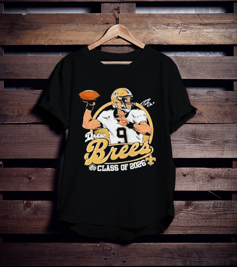Drew Brees Class Of 2026 Vintage Football Quarterback Tribute NFL Fandom T-Shirt