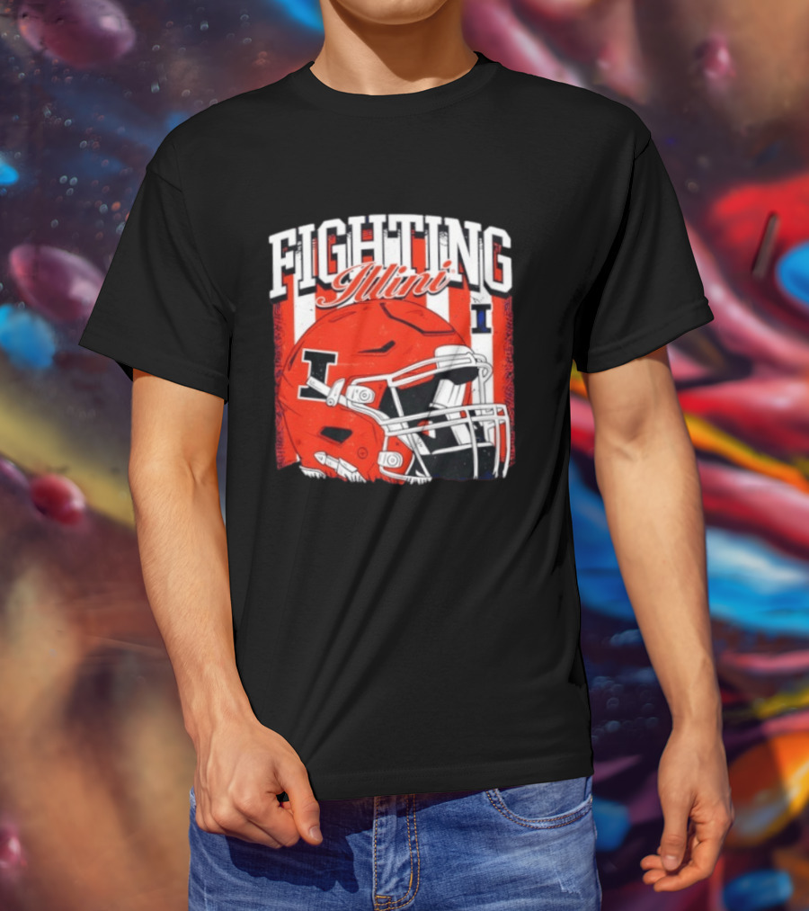 Fighting Illini NCAA Football Illinois Helmet T-Shirt