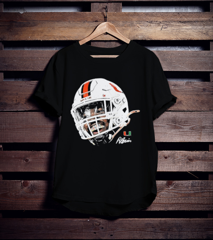 Miami Hurricanes Rueben Bain Jr. Game Face Helmet NCAA Football U T-Shirt