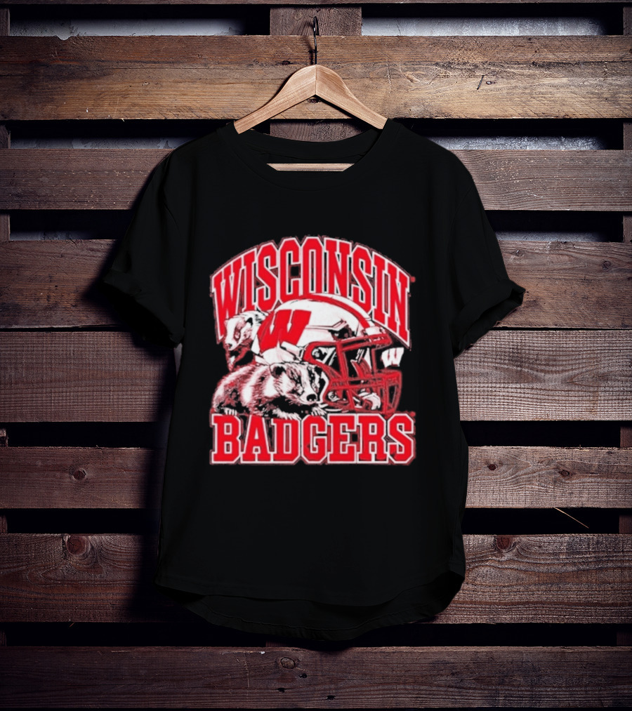 Wisconsin Badgers Football Helmet NCAA Team Pride T-Shirt