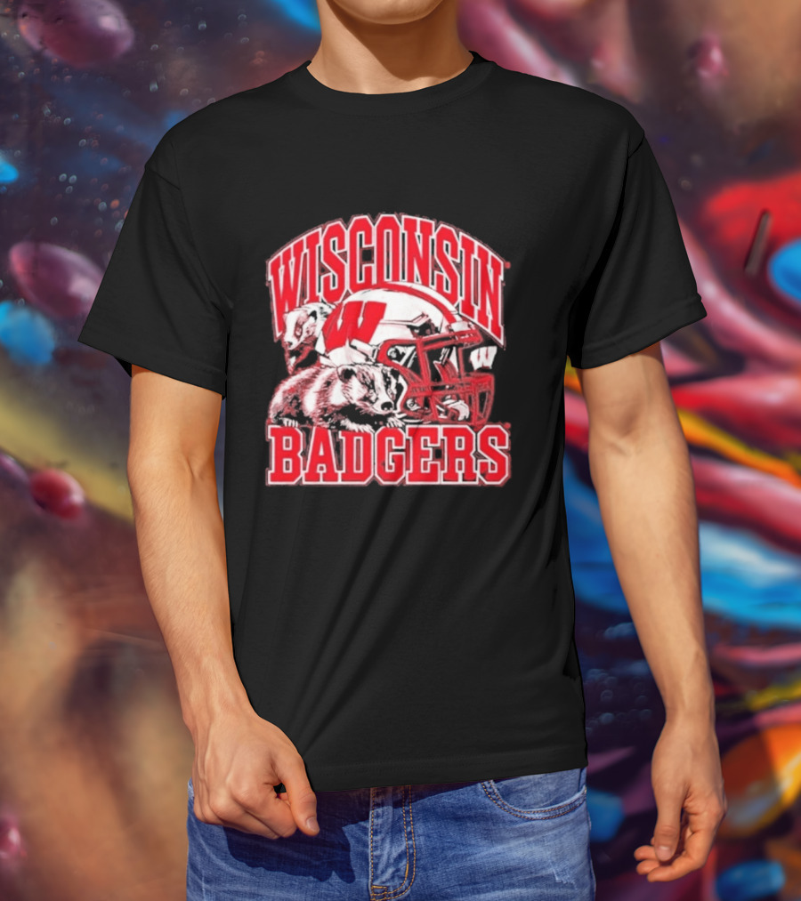 Wisconsin Badgers Football Helmet NCAA Team Pride T-Shirt
