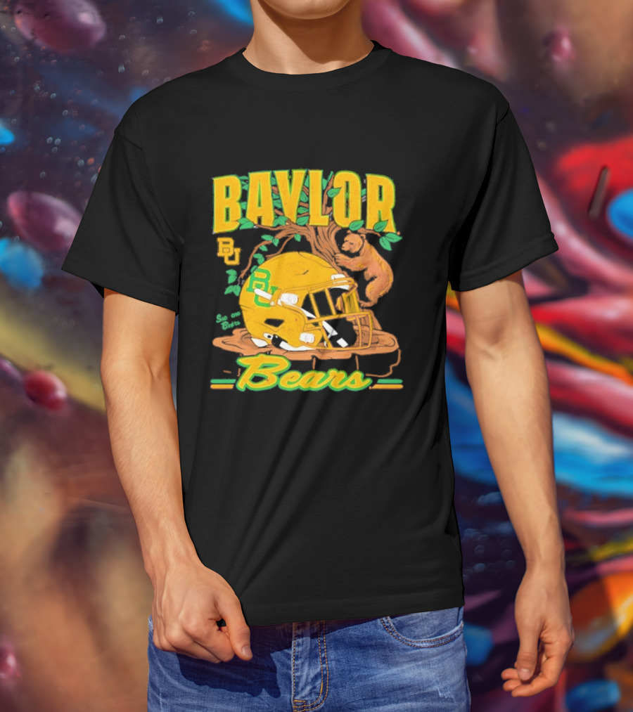 Baylor Bears Football Helmet With Bears And Trees T-Shirt
