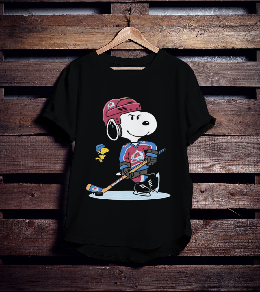 Snoopy Woodstock Colorado Avalanche NHL Hockey Peanuts Collaboration T-Shirt