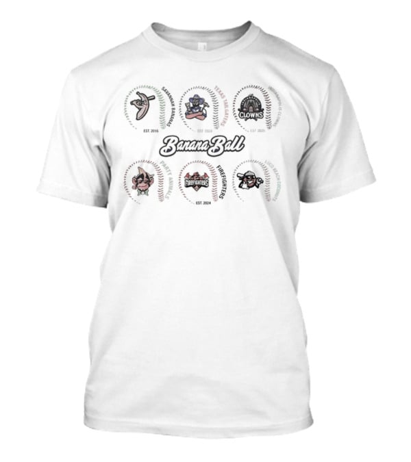Banana Ball All Teams Logos And Since Established Dates T-Shirt