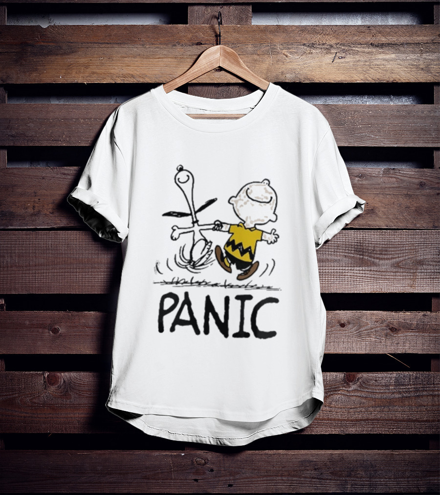 Charlie Brown Snoopy Panic Sometimes A Dog Is As Good As Any Man Peanuts Comic Strip Fun T-Shirt