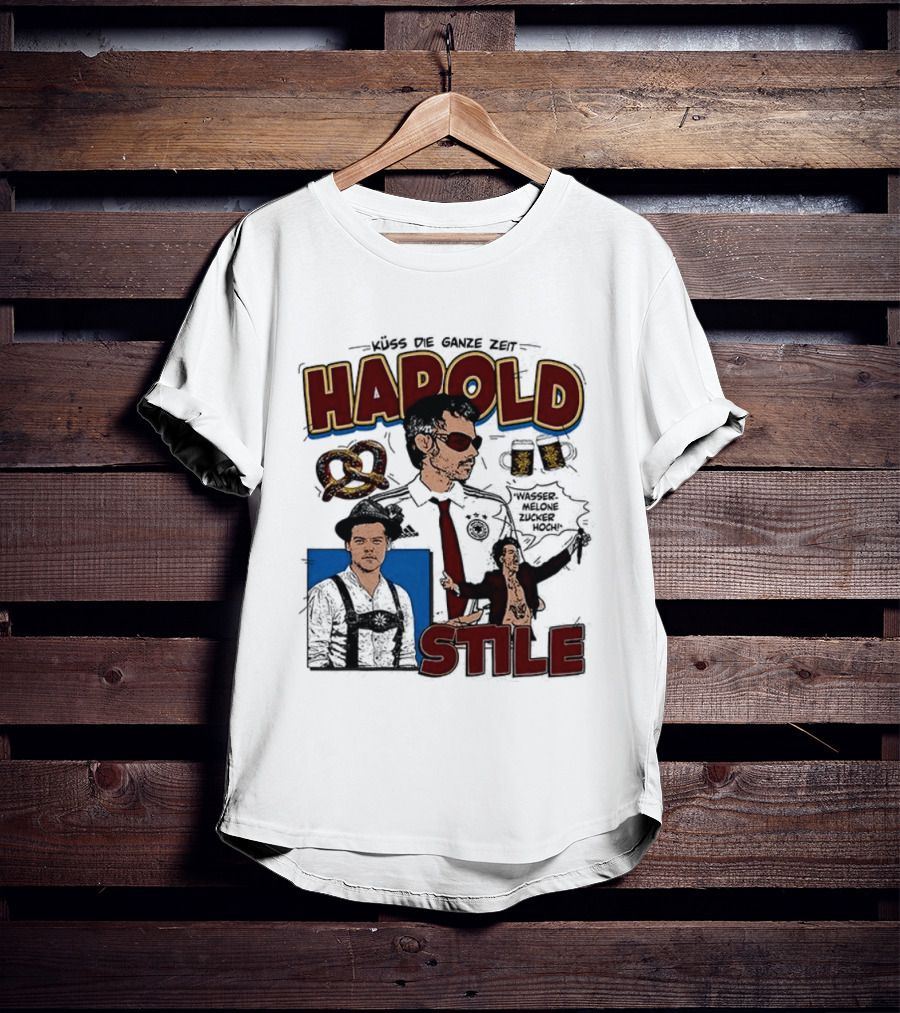 Harold Stile Kuss Die Ganze Zeit Comic Pretzel Sunglasses Police T-Shirt