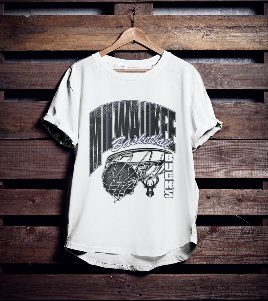 Milwaukee Bucks Basketball Swish Deer Hoop T-Shirt