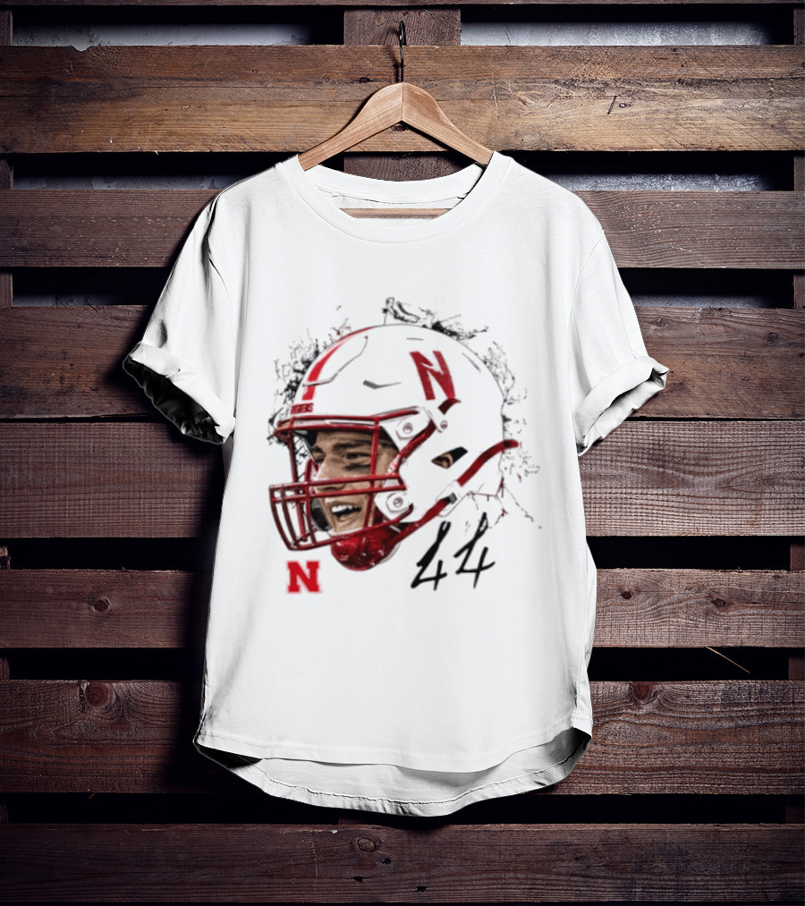 NCAA Football Nebraska Cornhuskers Luke Lindenmeyer Game Face 44 Helmet T-Shirt
