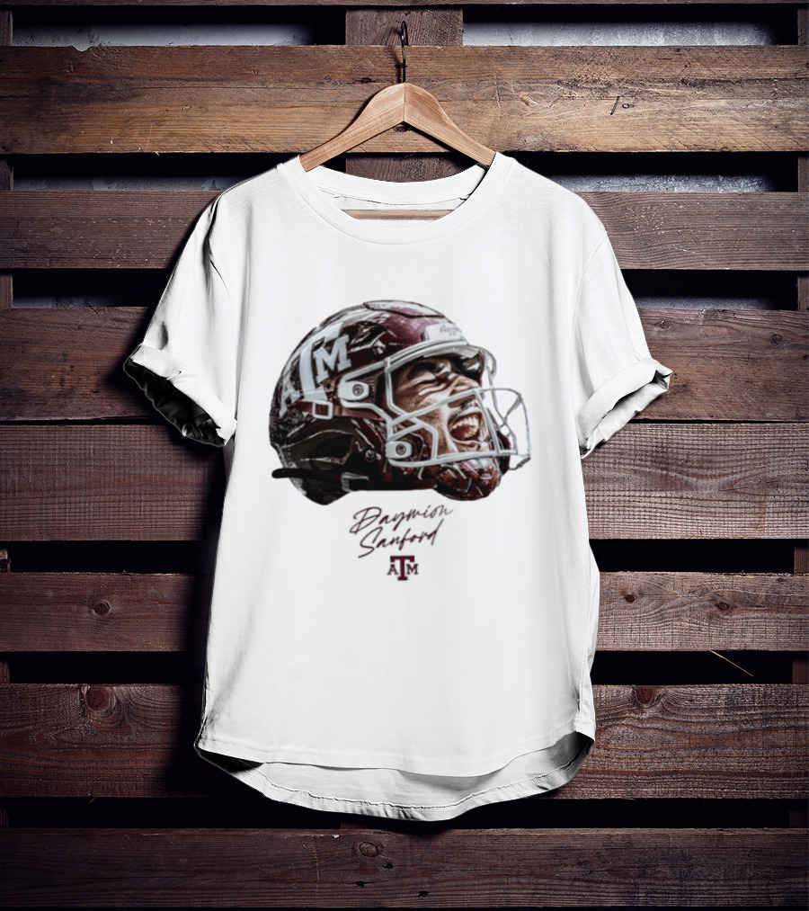 Texas A&M Aggies Football Helmet Game Face Daymion Sanford NCAA T-Shirt