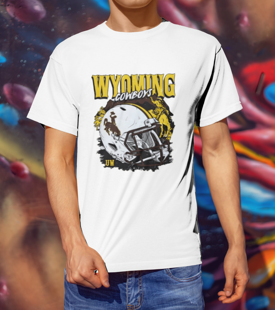 Wyoming Cowboys UW Football Helmet NCAA T-Shirt