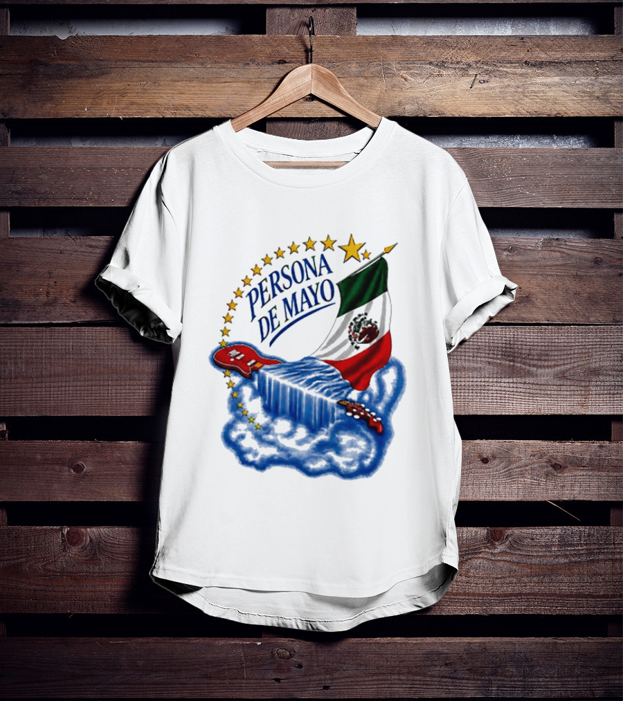 Persona De Mayo Mexican Flag Guitar Star Celebration T-Shirt