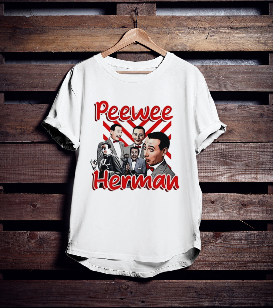 Peewee Herman Iconic Characters Collage Red And Black T-Shirt