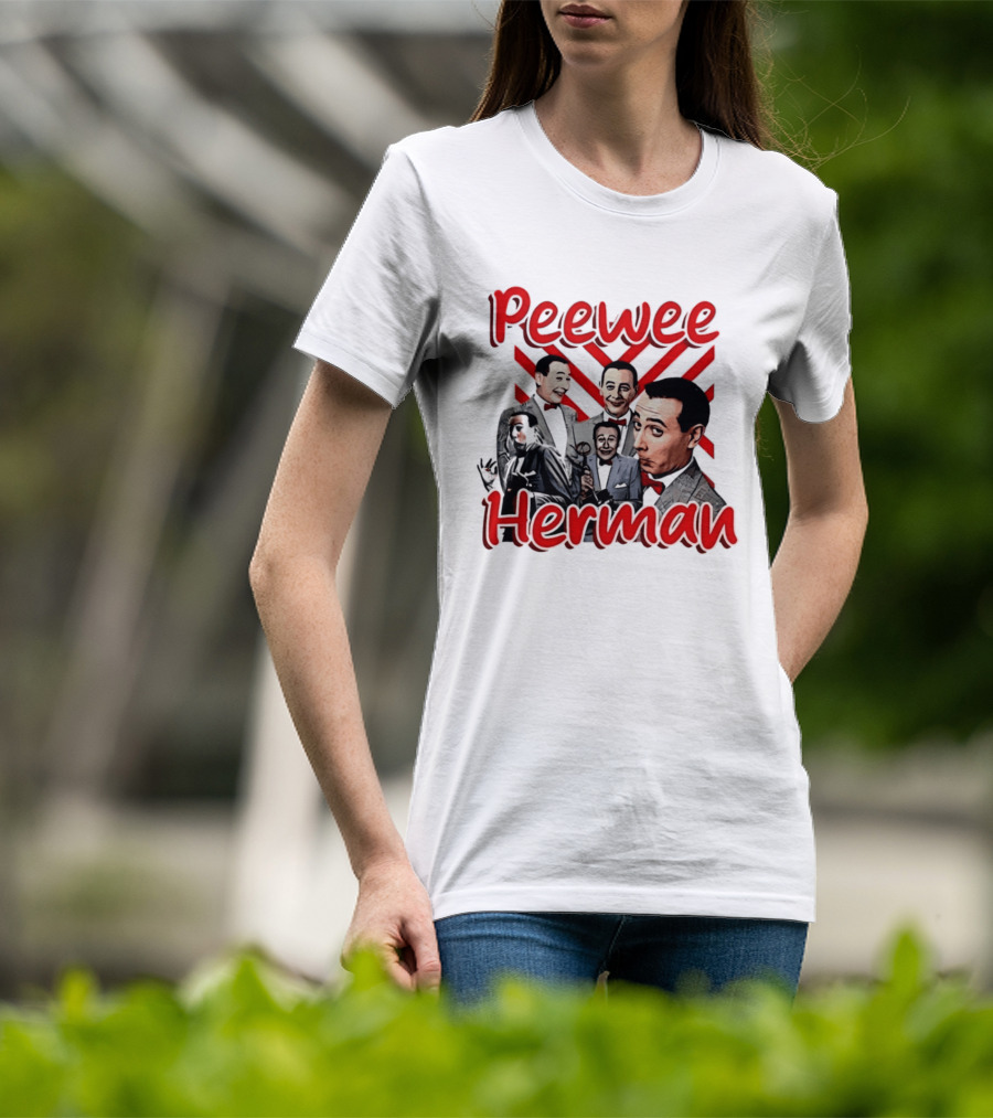 Peewee Herman Iconic Characters Collage Red And Black T-Shirt