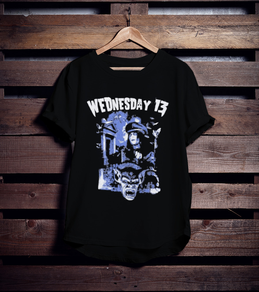 Wednesday 13 Horror Cemetery Blue Monster Scene T-Shirt